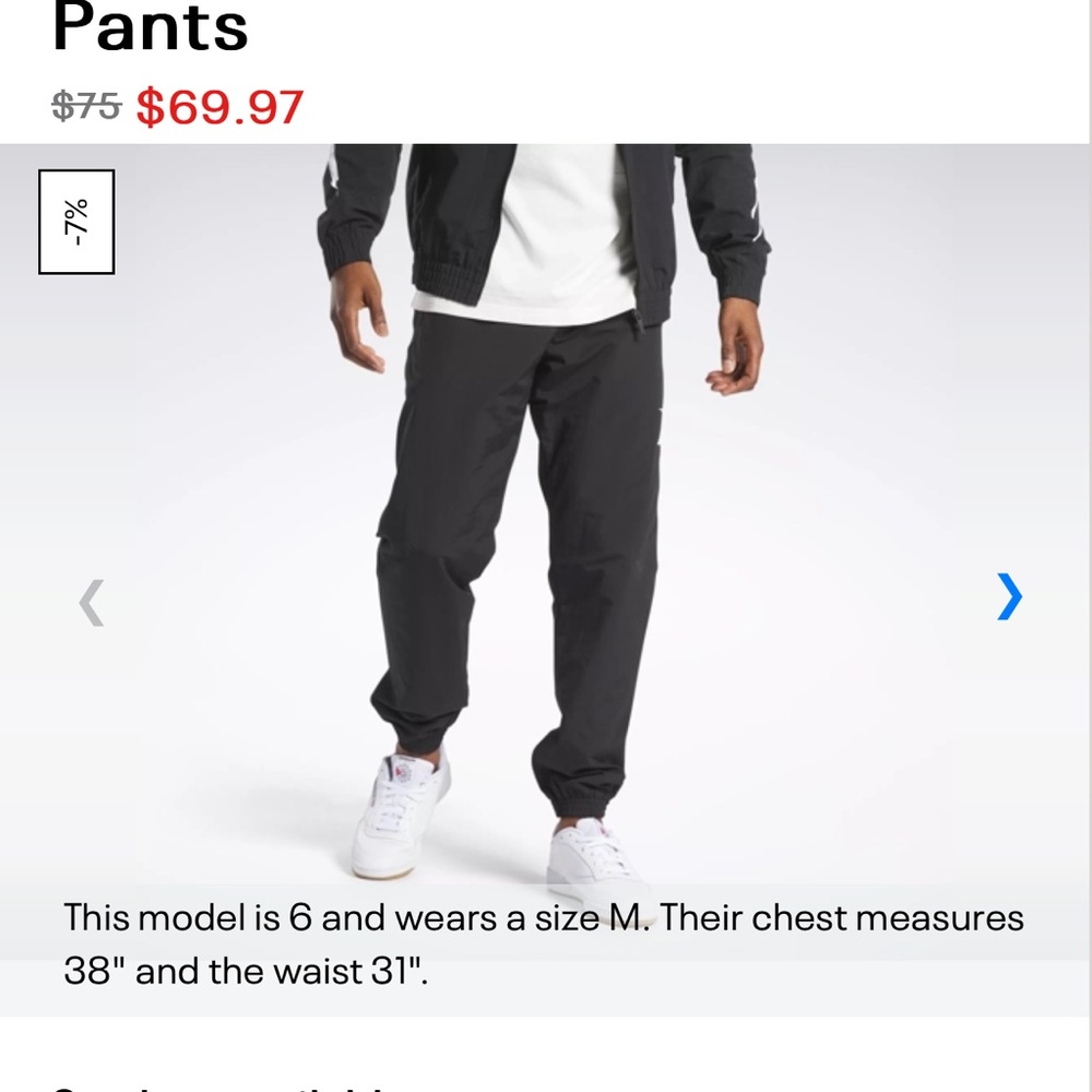Reebok Mens Brand New Size Small Pants